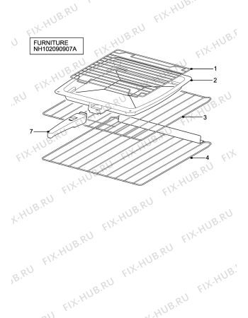 Взрыв-схема плиты (духовки) Tricity Bendix SG552/1DWN - Схема узла H10 Furniture